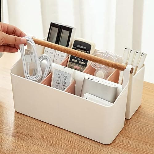 Vidifor Large Plastic Portable Caddy with Handle, Storage Organizer Bin with Adjustable Dividers for Art Supplies, Crafts, Colored Pencils, Makeup Desk thumbnail 4