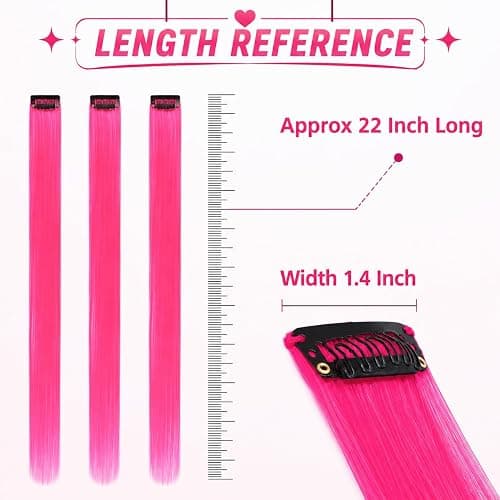 RINBOOOL Pink Hair Extensions Clip in 10 Pieces Synthetic thumbnail 3