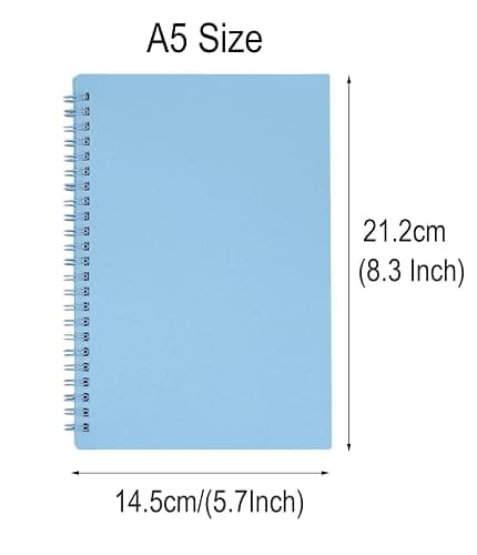 Yansanido Spiral Notebook, 4 Pcs A5 Thick Plastic Hardcover 8mm Ruled 4 Color 80 Sheets -160 Pages Journals for Study and Notes (Light Pink,Light Green,Light Blue,ivory, A5 5.7" x 8.3"-Ruled) thumbnail 2