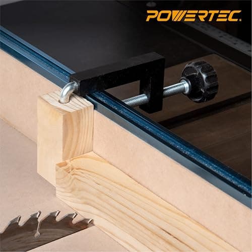POWERTEC Universal Fence Clamps for Woodworking, Compatible with Table Saw, Miter Saw, Router Table, Drill Press Table, Clamping Square, Woodworking Clamps with 3/8" Rod - 2PCs (71004V) thumbnail 6