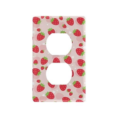 xigua Duplex Outlets Wall Plate Cover, Unbreakable Cute Kawaii Strawberry Electrical Plug Cover, Decorative Cover Standard Size 2 Gang 4.53" x 2.76" Screws Included - 1 Pack - Image 1