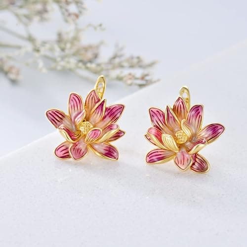 VONALA Flower Earrings for Women 925 Sterling Silver Rose/Lotus/Scottish Thistle/Tulip/Lilac/Mushroom/Pineapple Dangle Drop Earrings Flower Jewelry Gifts for Women Girls Birthday Gifts thumbnail 3