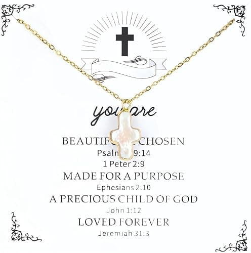 ALRNBY Pearl Cross Necklace for Women Gifts for Christmas Natural Chunky Baroque Pearl Necklaces Big Gold Cross Necklace Christian Gifts Stainless Steel Chain Necklace for Men Trendy thumbnail 5