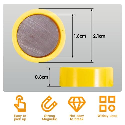 Wukong 36Pcs Round Fridge Magnets, 6 Colors Strong Whiteboard Magnets for Office, Notice Boards, Planning Boards, School, Postcard with Iron Box Ø 20 mm, 8mm Thick thumbnail 3