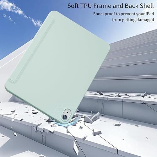 SQQSOOZ Case for iPad Air 11 Inch M4/M3/M2 2026/2025/2024, Slim, Mint Green | Cover for iPad Air 5th/4th Gen 10.9 Inch without Pencil Holder, Folio Trifold Stand Cover with Soft TPU Back, Auto Wake/Sleep thumbnail 5