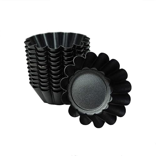 Proshopping 12 Pack Mini Tart Pan, Non-stick Carbon Steel Tart Molds, Pie Mould, Muffin Cupcake Pudding Maker - for Pies, Chinese Tart, Cakes (Size 2.6"x0.9") - Image 1