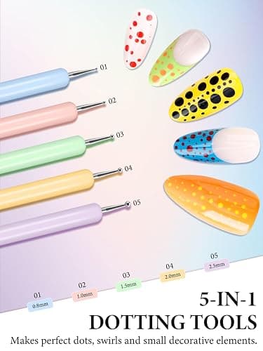 YOOVR 10 Pcs Nail Art Brushes Set, Nail Dotting Tools, French Tip Tool, Nail Art Deign Tools with Builder Gel Brush Polish Extension Brush Thin Liner Detail Painting Brushes, Nail Tech Supplies Kit thumbnail 4