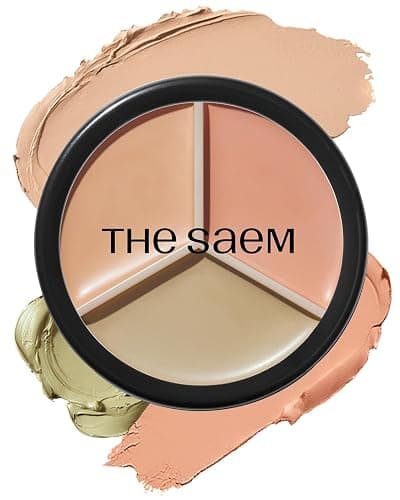 THESAEM Cover Perfection Triple Pot Concealer - 01 Correct Beige for Red Tone & Dark Circles - 3-Color Multi Concealer Palette for Skin Tones 21-23 - Korean Makeup with Sweet Almond Oil & Herbal Water - Image 1