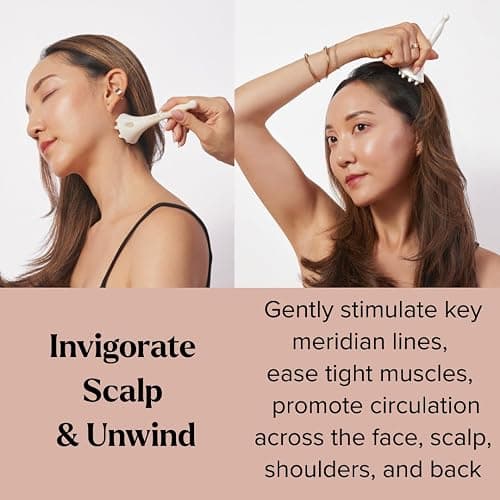 byAVA Gua Sha Face and Scalp Massager, Ceramic Acupressure Sculptor Tool | Lymphatic Drainage, Handmade and Dual-ended: Pointed Tip Depuffs Jaw and Neck, Textured Nodes Melt Tension thumbnail 2