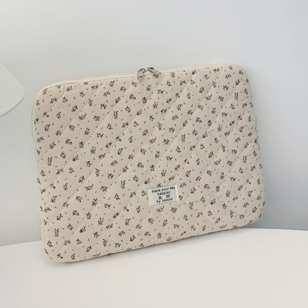Puffy Laptop Sleeve Cute Computer Bag Case, 13 Inch Flower Quilted Laptop Carrying Cases, Floral Pattern Protective Cover Acc thumbnail 9