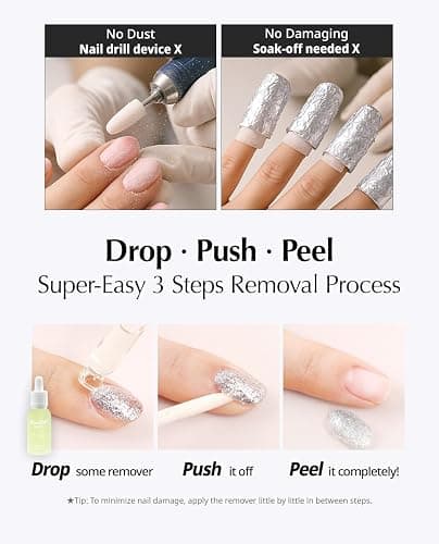 JelloJello Peel-Off Base coat Gel (10ml) + OneKillGelRemover (30ml) Set Peelable Nail Base, Easy Removal, Self Nail, UV/LED Cure thumbnail 3