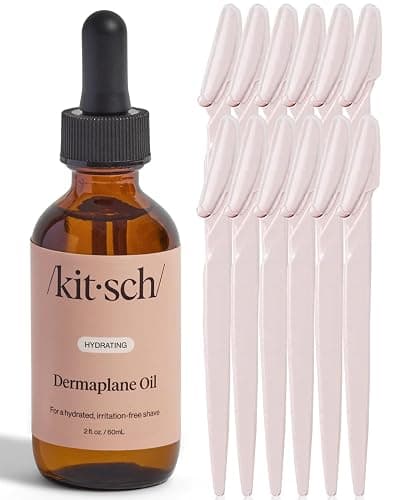 Kitsch Dermaplaning Bundle – Hydrating Dermaplane Oil & 12pc Dermaplane Blush Razors for Smooth, Glowing Skin - Image 1