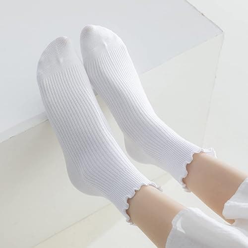 2. Mcool Mary Womens Ruffle Socks, Cute Ankle Winter Warm Knit Cotton Frilly Sock 6 Pack thumbnail 2