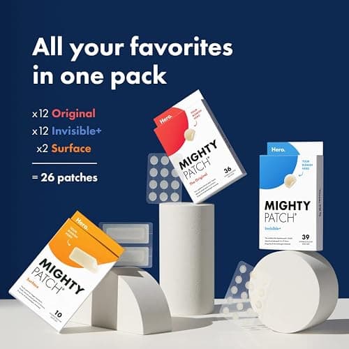 Mighty Patch™ Variety Pack from Hero Cosmetics - Hydrocolloid Acne Pimple Patches for Covering Zits and Blemishes, Spot Stickers for Face and Skin, Korean Skin Care, 26 ct thumbnail 2