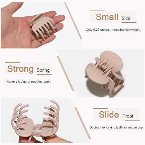 1.6" Matte Small Double Row Teeth Hair Clips for Women - Strong Hold Jaw Clamps for Thin, Fine & Thick Hair thumbnail 4