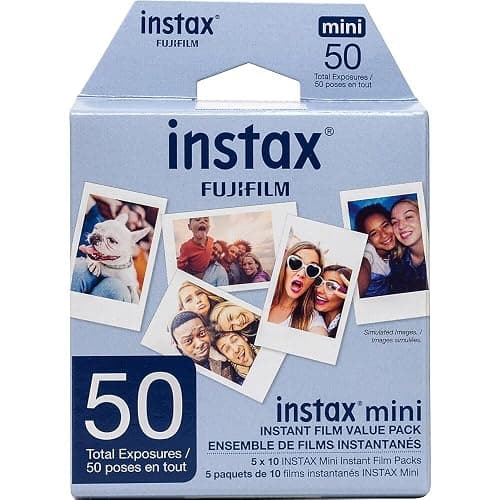 Fujifilm Instax Mini Film, White Multi-Pack (50 Exposures) - Image 1