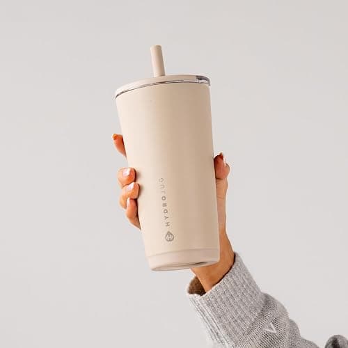 HydroJug Everyday Tumbler 20 oz – Ceramic-Lined Insulated Tumbler with Straw and Soft-Touch Lid, Cup Holder Friendly, Double-Wall Vacuum Insulation, Reusable Travel Cup – Dune thumbnail 6