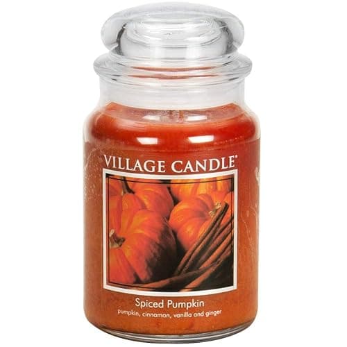 Village Candle Spiced Pumpkin Large Apothecary Jar, Scented Candle, 21.25 oz. - Image 1