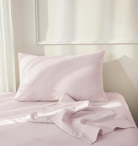 JIYUAN Standard Washed Cotton Pillowcases, Set of 2, Relaxed Linen Feel | Envelope Closure, Naturally Soft and Breathable for Year-Round Comfort, Machine Washable. thumbnail 3