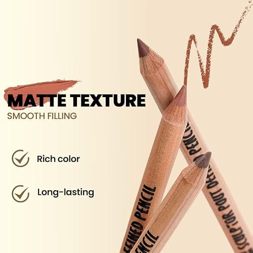 6 PCS Lip Liner Pencil Set - Matte Nude Lip Contour Lipliner, Waterproof Long Lasting Lipstick Lip Liner Set, Smudge-Proof Lip Liner Pen (# New 02) thumbnail 3
