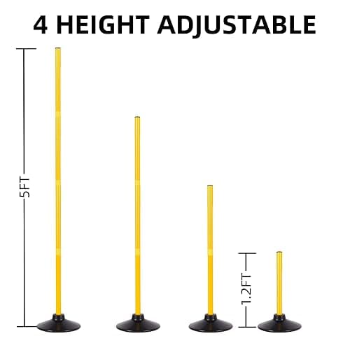 Desyeryamimi 5 FT Agility Training Poles for Soccer/Dog/Horse,Adjustable Football Basketball Speed and Agility Training Equipment,Set of 4 with Round Rubber Base thumbnail 3