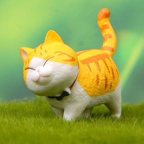 Halloluck 9 Pcs Cute Miniature Cat Figure Animal Cat Characters Decor Mini Figure Collection Decor, Cake Topper, Plant, Automobile Decoration,Landscape Scenes thumbnail 6