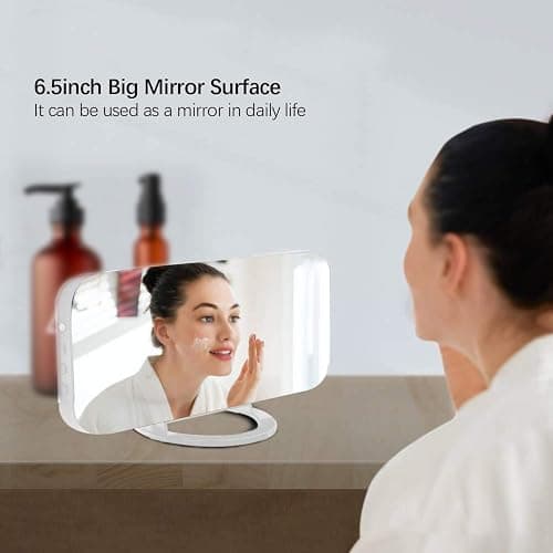 Miowachi Digital Alarm Clock,Large Mirrored LED Clock,Snooze,Dim Night Light 2 USB Charger Ports Desk Alarm Clocks for Bedroom Decor (White) thumbnail 7