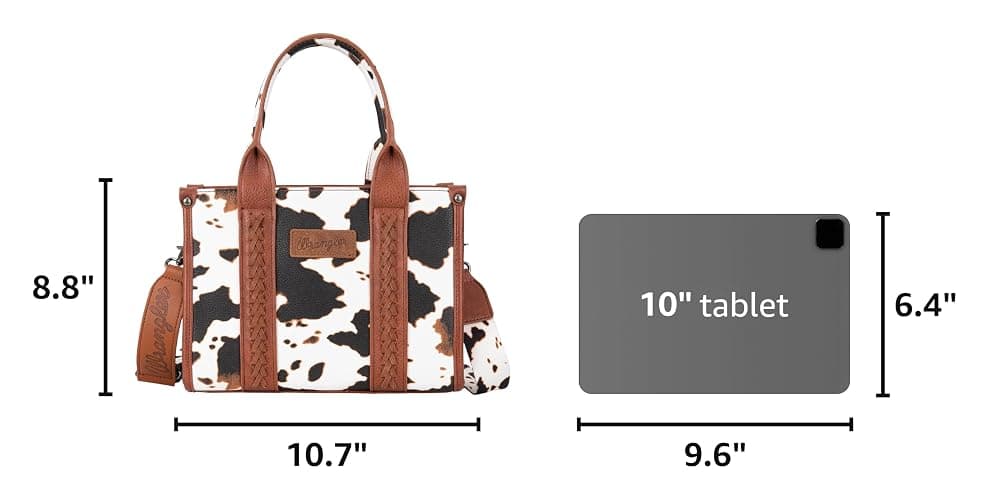 Wrangler Cow Print Tote Bag for Women Western Purse Boho Top Handle Satchel Handbag with Signature Strap thumbnail 3