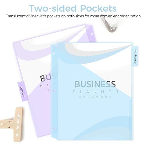 SKYDUE Binder Dividers with Two Pockets, 2Sets, 5 Tabs Dividers for 3 Ring Binder, Plastic Binder Dividers with Tabs for School, Office, and Home Organization thumbnail 8