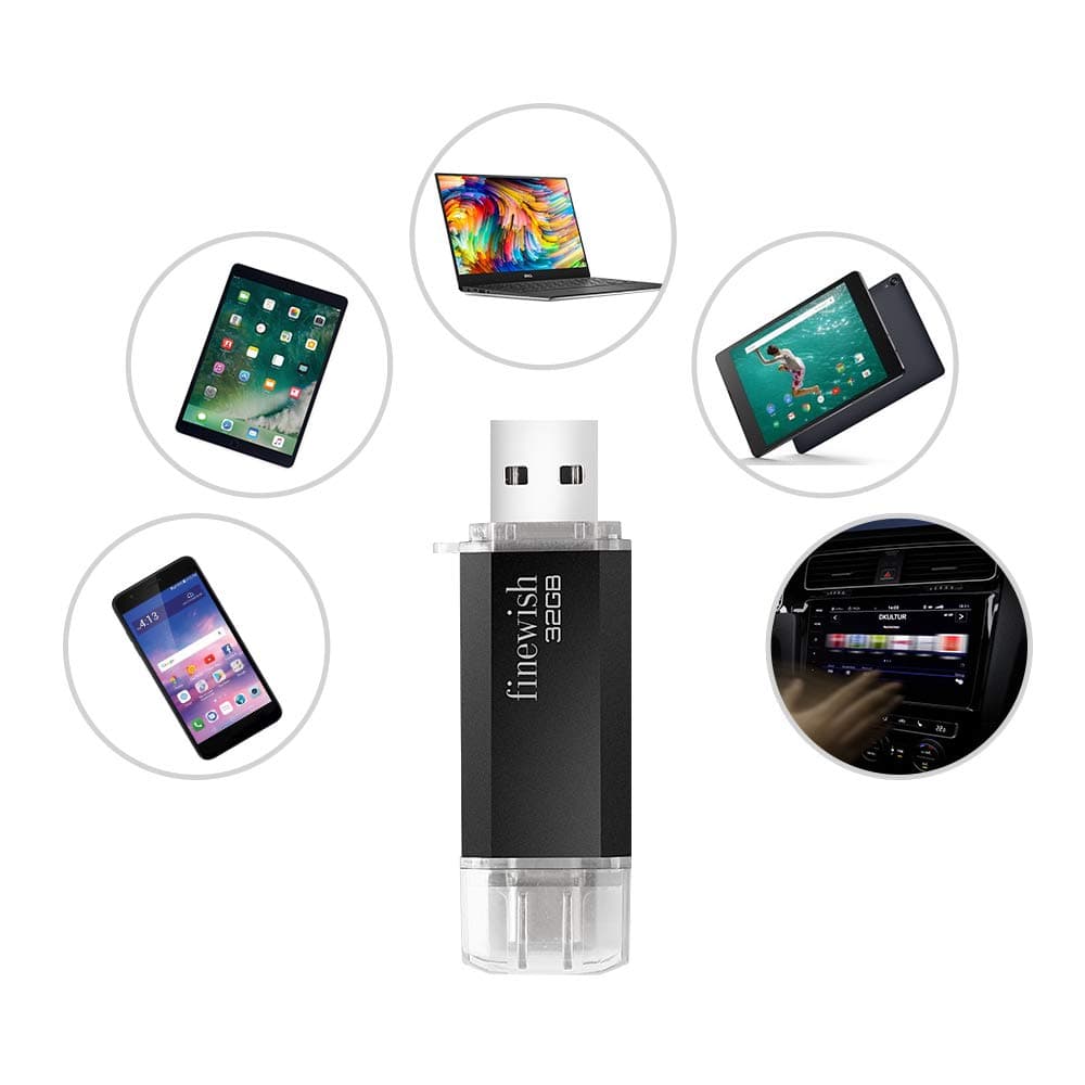 Geweo 32GB 2-in-1 USB-C USB 2.0 Pen Drive for MacBook Pro, Android, Tablet, Laptop and Computer (Black) thumbnail 5
