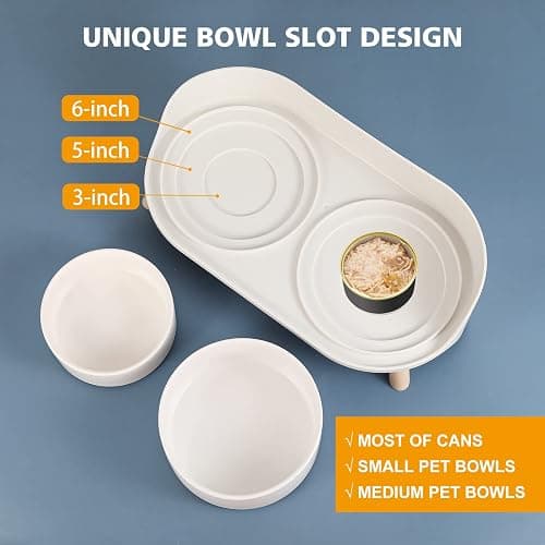 Elevated Ceramic Dog Bowl Set - Double Dog Feeding Bowls with Stand Splash Proof - Raised Dishes for Food and Water - Ideal for Small to Medium Dogs - 2 x 850 ml - 28.74 oz thumbnail 5
