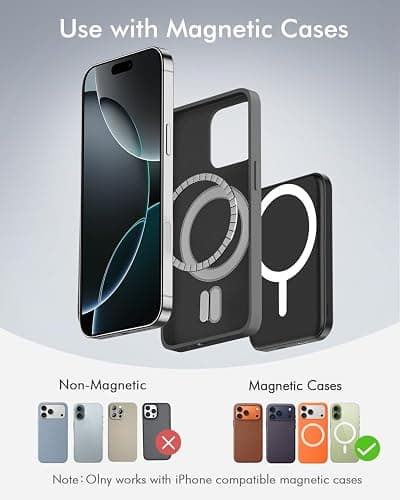 podoru for Magsafe Battery Pack, 5000mAh Magnetic Power Bank with Type-C Cable 20W PD Fast Charging Lighting Input Wireless Portable Charger for iPhone 17/16/15/14/13/12/ All Series-Black thumbnail 2