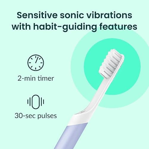 quip Sonic Toothbrush for Adults with Timer - Includes Extra Brush Head and Travel Cover Mount - Electric, Soft Bristle Refill Head, Plastic Handle, 3 Month Battery Life - Travel Toothbrush - Lavender thumbnail 3