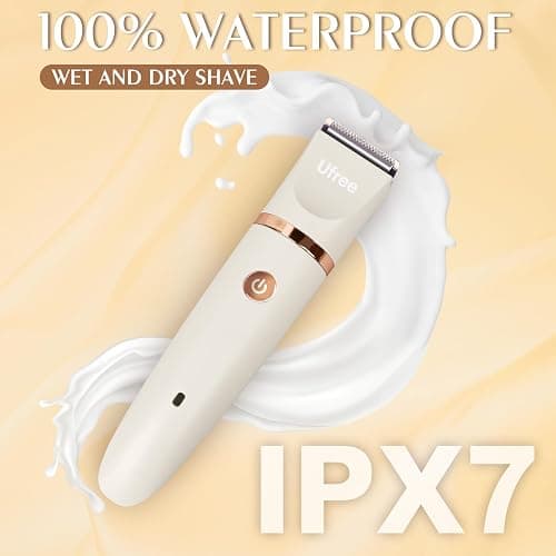 Ufree Bikini Trimmer Electric Razors for Women, Rechargeable Pubic Hair Trimmer Electric Shaver for Legs Body Hair, Bikini Shaver IPX7 Waterproof, White thumbnail 4