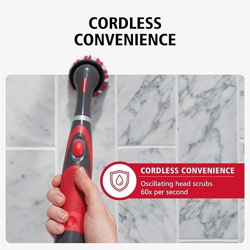 Rubbermaid Reveal Power Scrubber 18-Piece Kit, Cordless Electric Battery Powered Scrub Brush, Water Resistant, for Home/Kitchen/Bathroom/Grout/Tile/Shower/Tub thumbnail 4