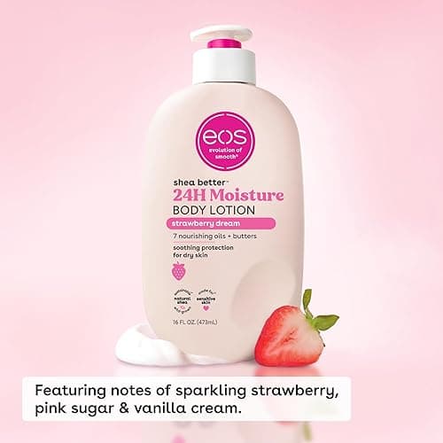 eos Shea Better Body Lotion Strawberry Dream, 24-Hour Moisture Skin Care, Lightweight & Non-Greasy, Natural Shea, Vegan, Strawberry Body Lotion, 16 fl oz thumbnail 3