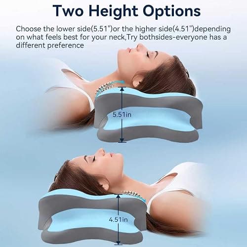 Ergo Pillow for Sleep Apnea, Neck Pain, and Snoring Relief, Cervical Neck Pillow for Neck Pain Relief & Side Sleeper,Orthopedic Memory Foam w/ Ergonomic Neck Support, Medium Firm(Blue, Queen Size) thumbnail 2