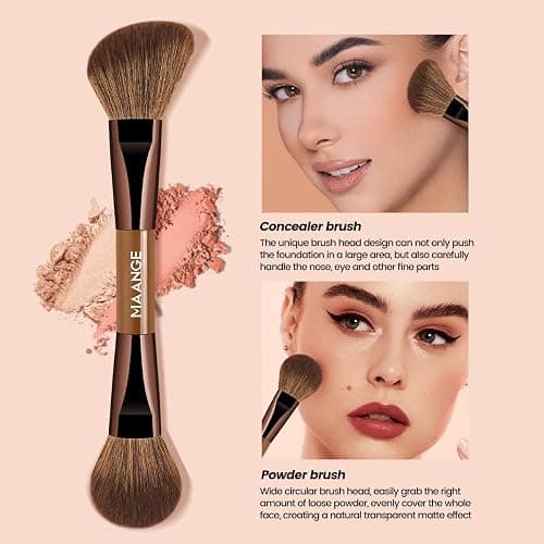 MAANGE 13 Pcs Foundation Makeup Brush Set With Bag, Make up Brushes, Double-End Multi Functional Makeup Brushes, Professional Face Brush Set Tools For Liquid Powder Concealer Cream Blush (Brown) thumbnail 6