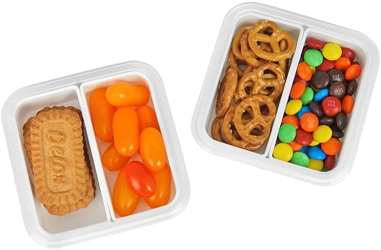 carrotez 2 Compartment Small Snack Containers, Mini Snack Containers for Mini Fridge, Small Divided Food Storage Containers, Airtight Lids, Reusable, 1.1 cup, 2 PACK thumbnail 7