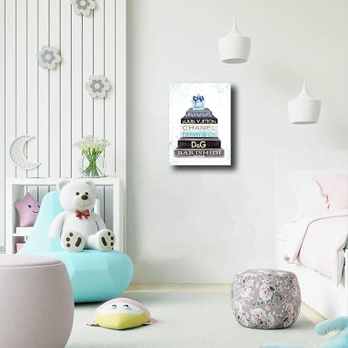 Meetdeceny Fashion Women Canvas Wall Art Blue Bathroom Wall Art Decor Aesthetic Room Decor for Teen Girls Bathroom Pictures for Wall 12x16 Inch thumbnail 3