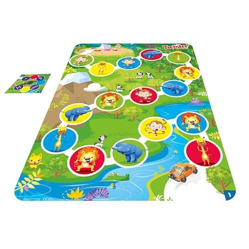 Jeu Twister Junior, Tapis réversible Aventure de la Jungle, 2 Jeux en 1, Jeu de Groupe d'intérieur pour 2 à 4 Joueurs thumbnail 3