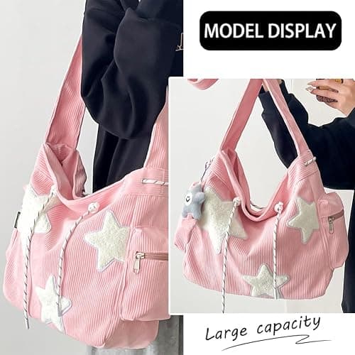 KAMEILONG Star Crossbody Bag Women Corduroy Tote Bag Aesthetic Messenger Bag Cute Shoulder Bag Y2K Hobo Bag thumbnail 3