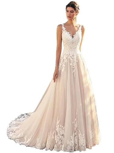 Long Sleeves Wedding Dresses for Bride 2025 Boho Beach A-Line Appliques Lace Bridal Ball Gowns with Train - Image 1