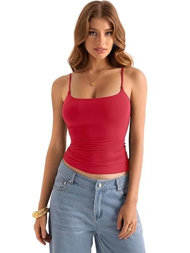 EasyGala Womens Double Lined Square Neck Tank Tops Adjustable Spaghetti Strap Camisole Y2K Going Out Cami Shirt thumbnail 4