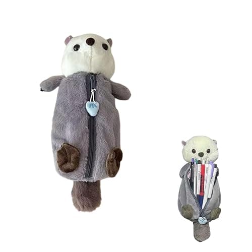 NXPpiULeh Plush Pencil Case Cute Otter Pen Bag Animal Pencil Case Plush Animal Stationery Pouch for Pencils Eraser Sharpener - Image 1