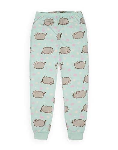 Pusheen Girls Pajama Set | Young Ladies Green Loungewear Short Sleeve T-Shirt & All Over Print Long Leg Pants Complete PJs thumbnail 3