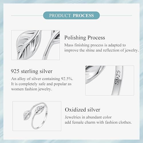 925 Sterling Silver Rings for Women Mermaid Tail/Daisy Bee/Flower/Butterfly Ring Dainty Stackable Rings Ajustable Cute Ring for Girls thumbnail 5