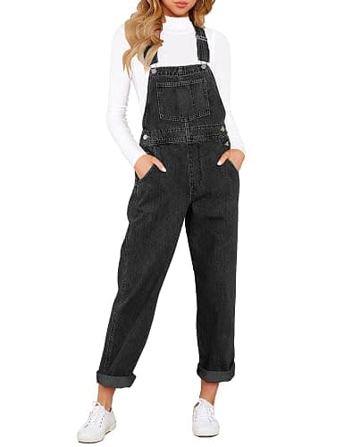 luvamia Women's Casual Stretch Adjustable Denim Bib Overalls Jeans Pants Jumpsuits - Image 1