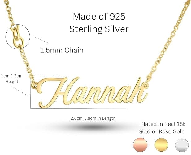 Personalized Name Necklace - 18K Gold Plated - Solid 925 Sterling Silver - Custom Gift for Her - Handmade with Love (18K Gold) thumbnail 3