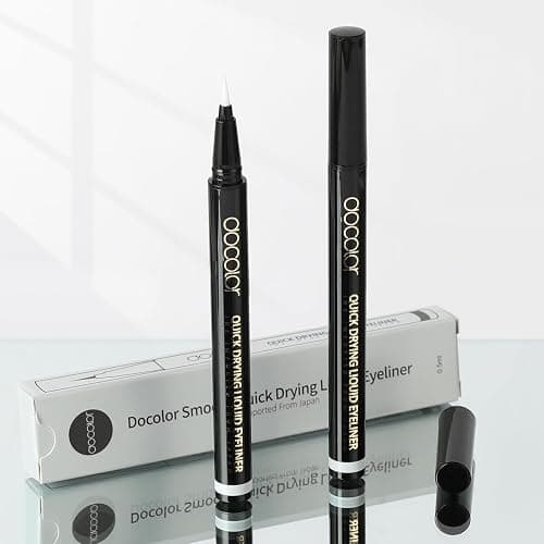 Docolor Waterproof Eyeliner Pen Super Slim Liquid Eyeliner Eye Liner Gel (White) - Black thumbnail 6